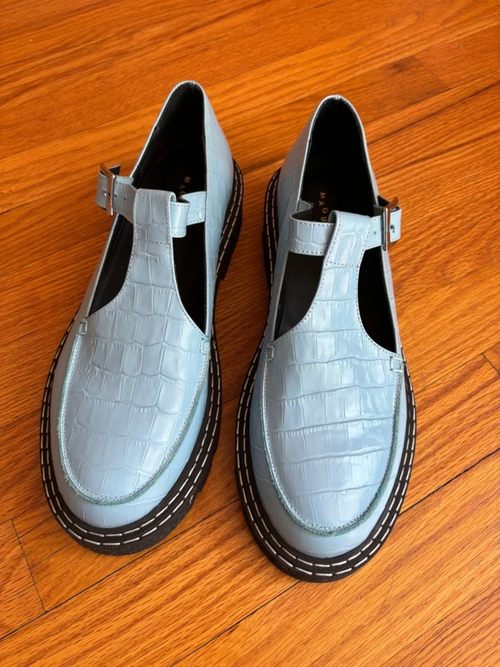 Maguire Neiva Mary Jane loafers in Sky Blue Embossed Croc size 41 size 10, 10.5 - Picture 3 of 5